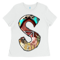 White farm life alphabet lowercase letters s Ladies Tee - BundleAndBundleShop