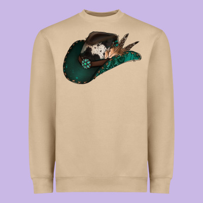 Cowhide Flowers Cowboy Hat Heavyweight Sweatshirt Designed By Jasminsmagicworld