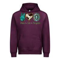 Mauve Wine Peace Love Turquoise Urban Hoodie - Jasminsmagicworld