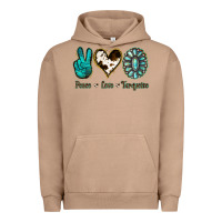 Pigment Burro Peace Love Turquoise Urban Hoodie - Jasminsmagicworld