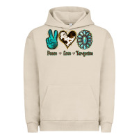 Pigment French Oak Peace Love Turquoise Urban Hoodie - Jasminsmagicworld