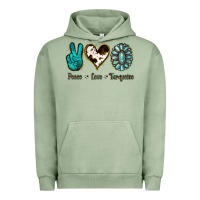 Pigment Oil Green Peace Love Turquoise Urban Hoodie - Jasminsmagicworld
