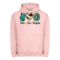 Pigment Salmon Peace Love Turquoise Urban Hoodie - Jasminsmagicworld