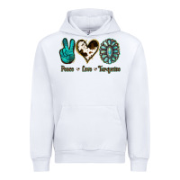 White Peace Love Turquoise Urban Hoodie - Jasminsmagicworld