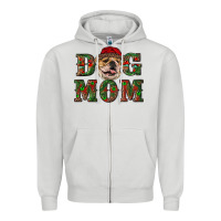 Dove Grey Christmas English Bulldog Mom Zipper Hoodie - RanaPortraitStore