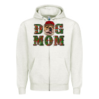 Oatmeal Heather Christmas English Bulldog Mom Zipper Hoodie - RanaPortraitStore