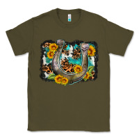 Army Green western leopard cowhide turquoise background horse Classic Tee - OliviaCreatesArt