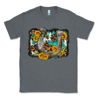 Charcoal Heather western leopard cowhide turquoise background horse Classic Tee - OliviaCreatesArt