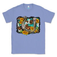 Colony Blue western leopard cowhide turquoise background horse Classic Tee - OliviaCreatesArt