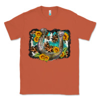 Copper western leopard cowhide turquoise background horse Classic Tee - OliviaCreatesArt