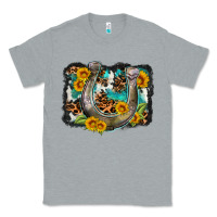 Heather Grey western leopard cowhide turquoise background horse Classic Tee - OliviaCreatesArt