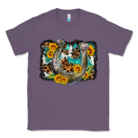 Lavender western leopard cowhide turquoise background horse Classic Tee - OliviaCreatesArt