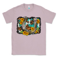 Lilac western leopard cowhide turquoise background horse Classic Tee - OliviaCreatesArt