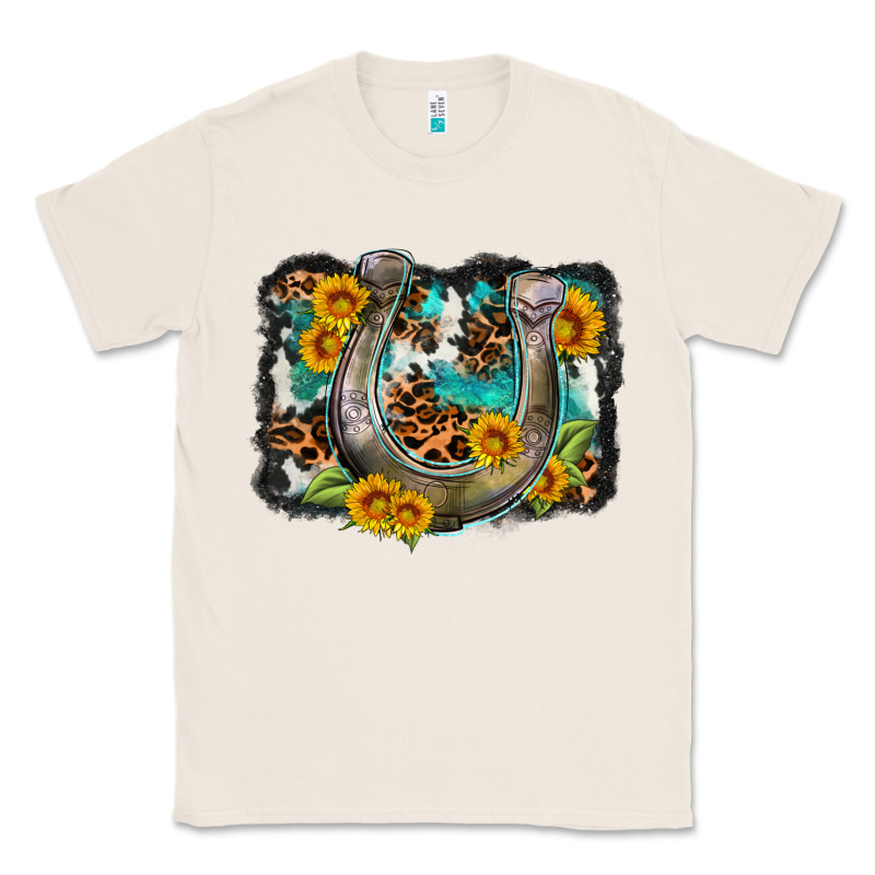 Western Leopard Cowhide Turquoise Background Horse Classic Tee by OliviaCreatesArt | Teevron