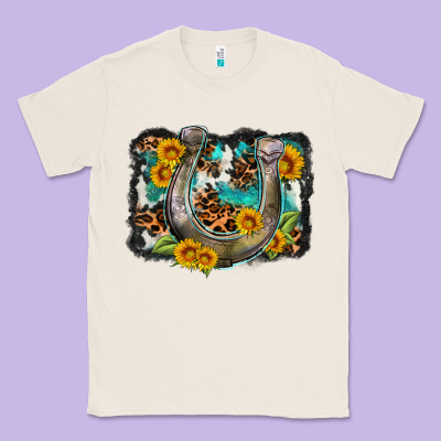 Western Leopard Cowhide Turquoise Background Horse Classic Tee Designed By Oliviacreatesart