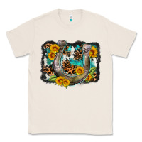 Natural western leopard cowhide turquoise background horse Classic Tee - OliviaCreatesArt
