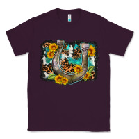 Plum western leopard cowhide turquoise background horse Classic Tee - OliviaCreatesArt