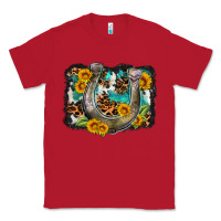 Red western leopard cowhide turquoise background horse Classic Tee - OliviaCreatesArt