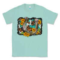 Seafoam western leopard cowhide turquoise background horse Classic Tee - OliviaCreatesArt