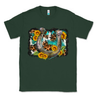 Sports Green western leopard cowhide turquoise background horse Classic Tee - OliviaCreatesArt