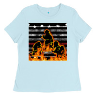 Baby Blue american firefighters seamless pattern Ladies Tee - BundleAndBundleShop