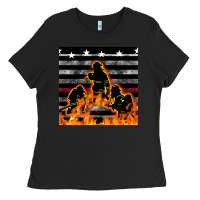 Black american firefighters seamless pattern Ladies Tee - BundleAndBundleShop