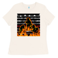 American Firefighters Seamless Pattern Ladies Tee | Teevron