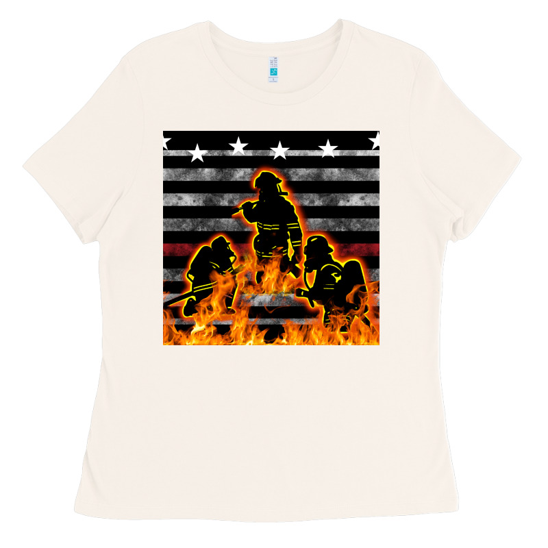 American Firefighters Seamless Pattern Ladies Tee by BundleAndBundleShop | Teevron