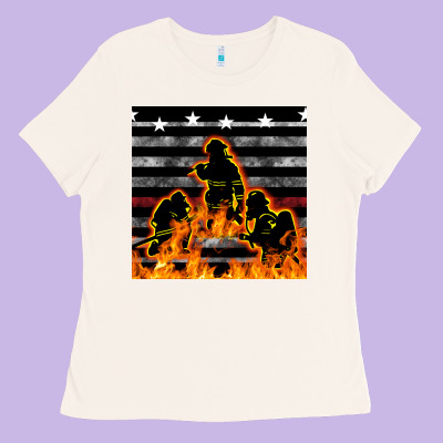 American Firefighters Seamless Pattern Ladies Tee Designed By Bundleandbundleshop