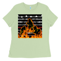 Matcha american firefighters seamless pattern Ladies Tee - BundleAndBundleShop