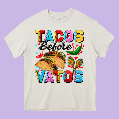 Tacos Before Vatos Valentine's Day Heavy Core Tee Designed By Fadigitalartstudio