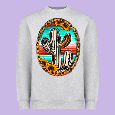 Cowhide Serape And Sunflower Cactus Heavyweight Sweatshirt Designed By Jasminsmagicworld