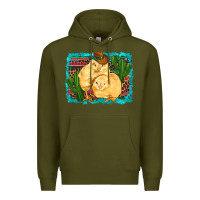 Army Green western cowboy chicks cactus coop animals  leopard serape turquoise Premium Hoodie - Artiststas