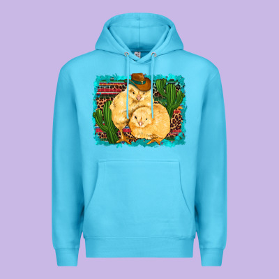 Western Cowboy Chicks Cactus Coop Animals  Leopard Serape Turquoise Premium Hoodie Designed By Artiststas