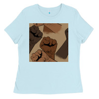 Baby Blue melanin raised fist seamless pattern Ladies Tee - BundleAndBundleShop