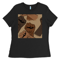 Black melanin raised fist seamless pattern Ladies Tee - BundleAndBundleShop