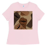 Bubblegum Pink melanin raised fist seamless pattern Ladies Tee - BundleAndBundleShop