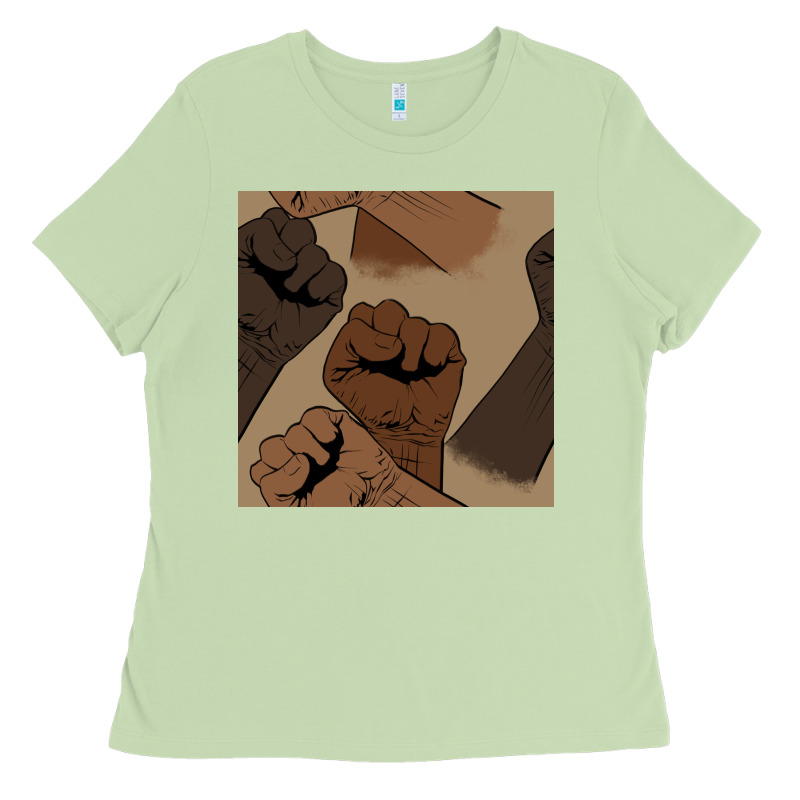 Melanin Raised Fist Seamless Pattern Ladies Tee by BundleAndBundleShop | Teevron