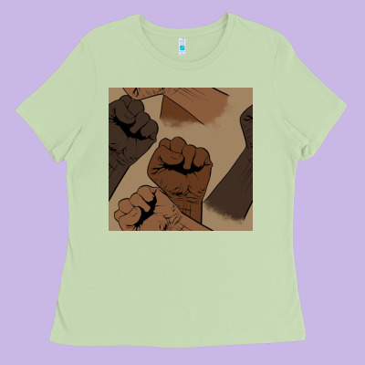 Melanin Raised Fist Seamless Pattern Ladies Tee Designed By Bundleandbundleshop