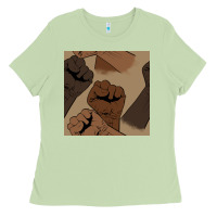 Matcha melanin raised fist seamless pattern Ladies Tee - BundleAndBundleShop