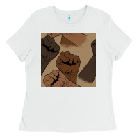 White melanin raised fist seamless pattern Ladies Tee - BundleAndBundleShop