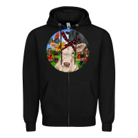 Black Christmas Charolais Calf Black Angus Bull And Roos Zipper Hoodie - RanaPortraitStore