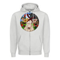 Dove Grey Christmas Charolais Calf Black Angus Bull And Roos Zipper Hoodie - RanaPortraitStore