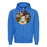 True Royal Christmas Charolais Calf Black Angus Bull And Roos Zipper Hoodie - RanaPortraitStore