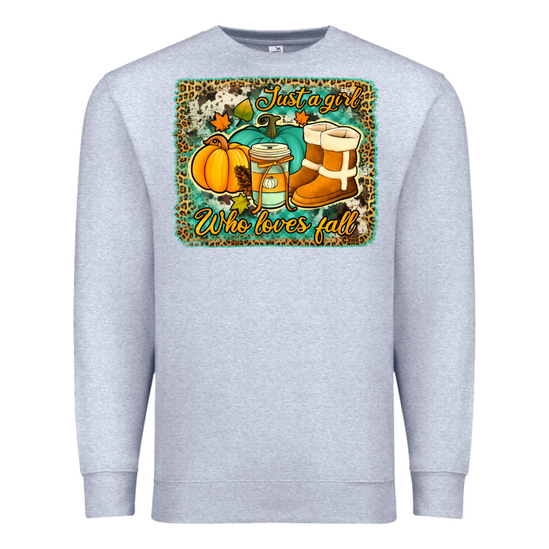Just A Girl Who Loves Fall Background Premium Sweatshirt by Jasminsmagicworld | Teevron