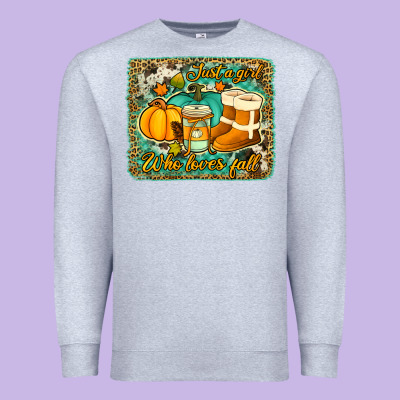 Just A Girl Who Loves Fall Background Premium Sweatshirt Designed By Jasminsmagicworld