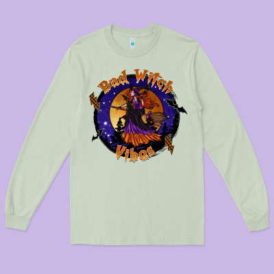 Bad Witch Vibes Long Sleeve Tee Designed By Sublimationcraftshop
