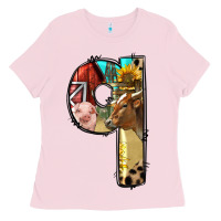 Bubblegum Pink Farm Life Alphabet Lowercase Letters Q Ladies Tee - BundleAndBundleShop
