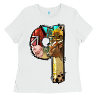 White Farm Life Alphabet Lowercase Letters Q Ladies Tee - BundleAndBundleShop