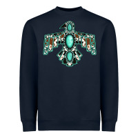 Navy cowhide turquoise thunderbird Heavyweight Sweatshirt - Jasminsmagicworld